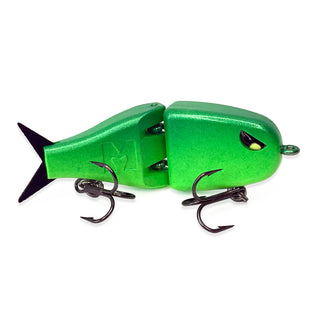 Green gradient BFS fishing lure on a white baackground