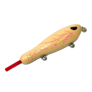 BFS topwater fishing lure that is red when scratched